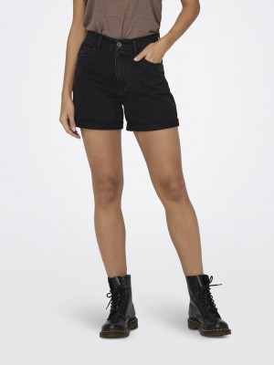 Only ONLVEGA HW MOM DNM SHORTS NOOS Black Denim | Freewear ONLVEGA HW MOM DNM SHORTS NOOS - www.freewear.nl - Freewear