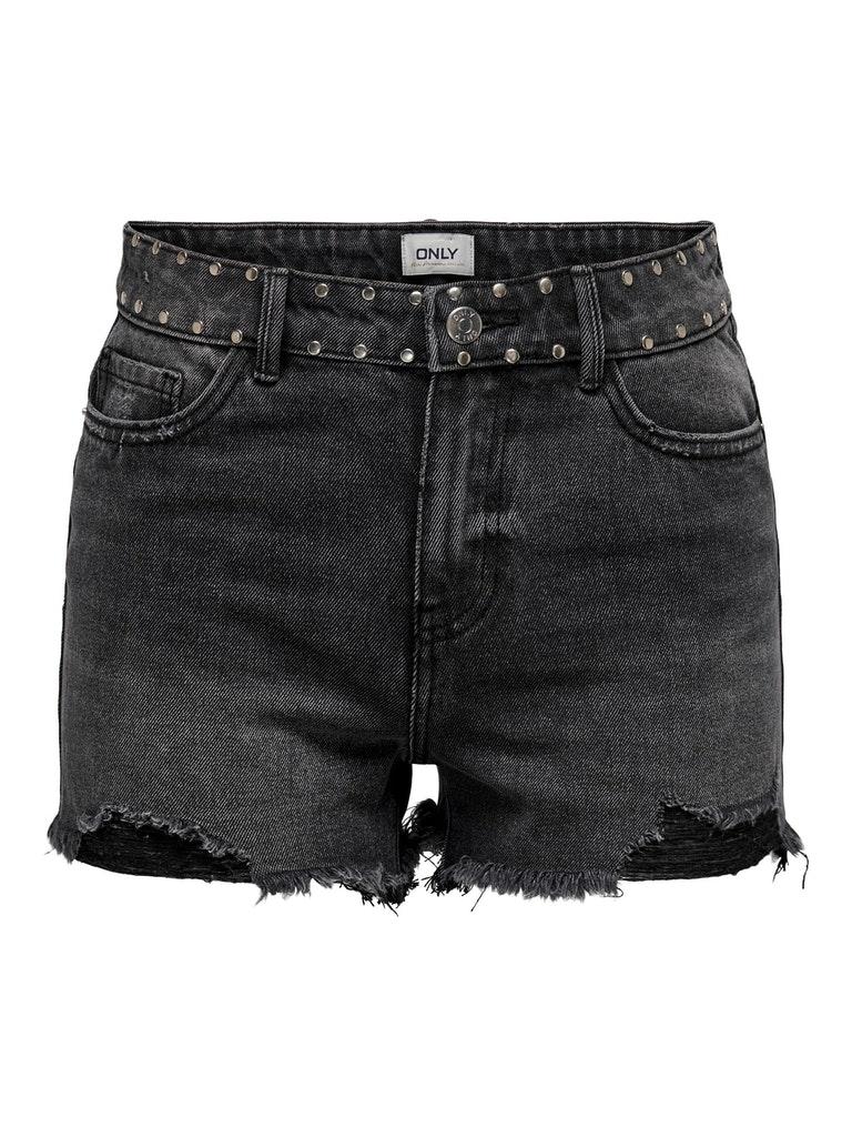 Only Broek Onlpacy Hw Studded Dnm Shorts Bj 15231006 Black Denim Dames Maat - M