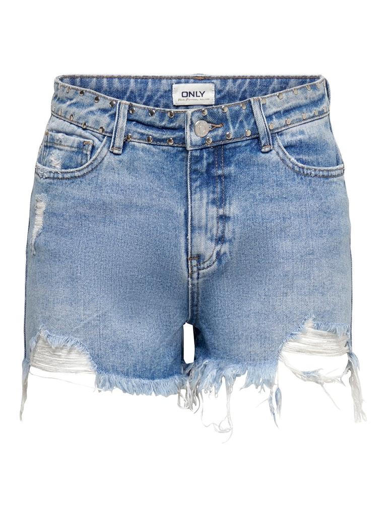 Only Broek Onlpacy Hw Studded Dnm Shorts Bj 15231006 Medium Blue Denim Dames Maat - XS