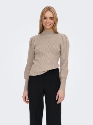 Only ONLKATIA L/S HIGHNECK PULLOVER KNT Mocha Meringue/W. MELANGE | Freewear ONLKATIA L/S HIGHNECK PULLOVER KNT - www.freewear.nl - Freewear