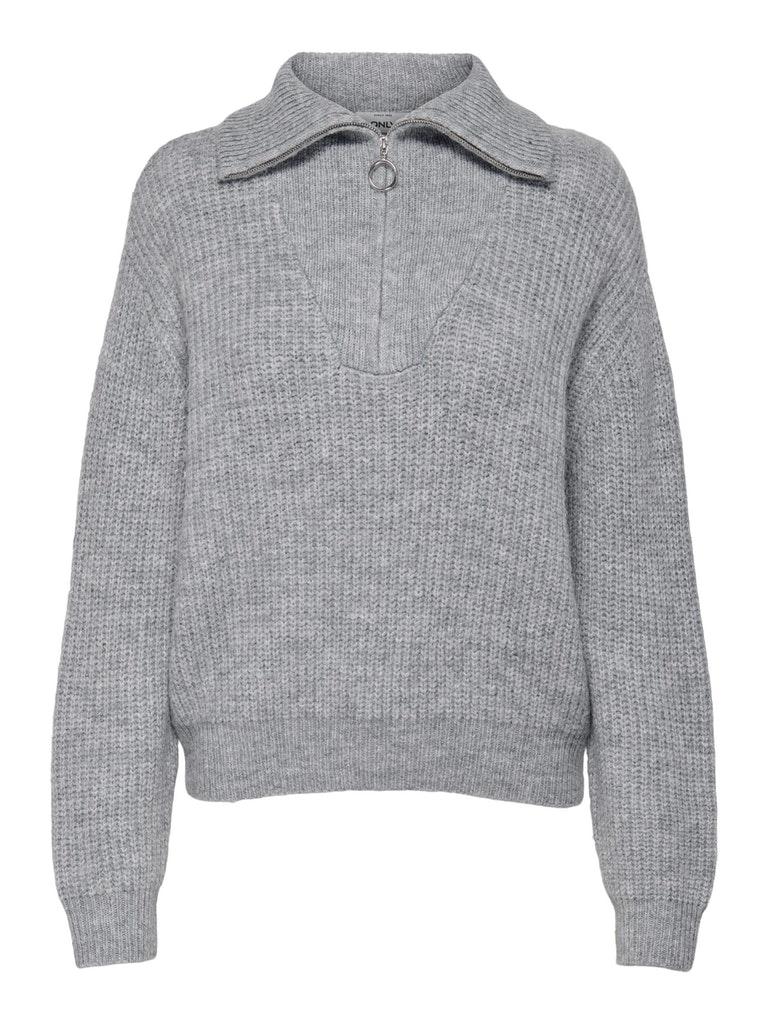Only ONLBAKER LS ZIP PULLOVER - Light Grey M Light Grey