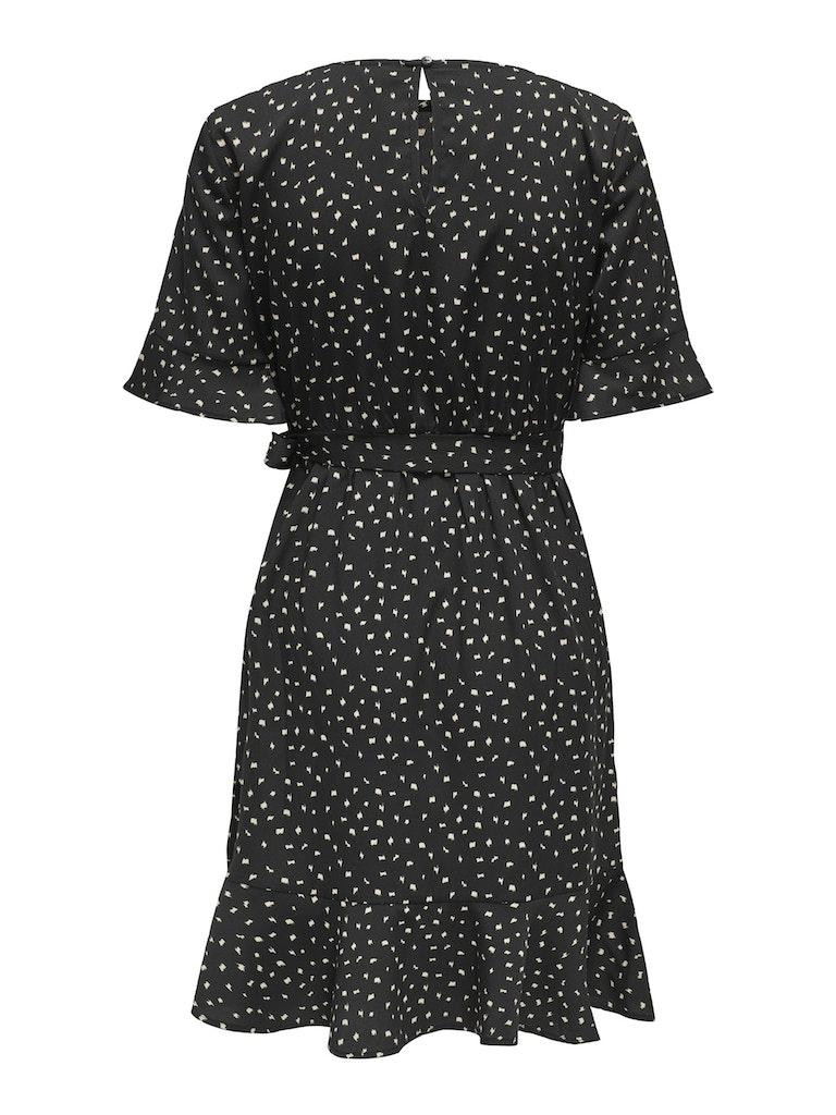 Only Jurk Onlnew Olivia S/s Short Wrap Dress 15247954 Black/sunja Graf Dames Maat - S