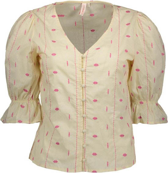 Only Blouse Onljasmin Ss Emb Top Wvn 15252580 Creme/emb Strabe Dames Maat - M