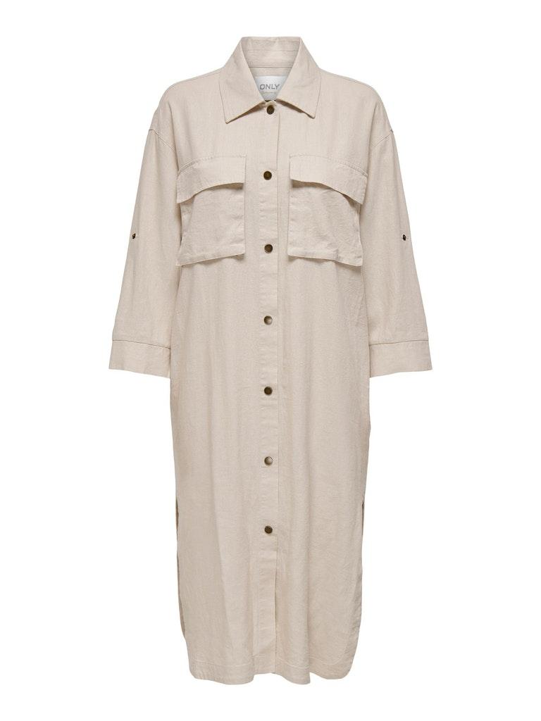 Only Blouse Onlludo Long Linen Shacket Otw 15252852 Moonbeam Dames Maat - XL
