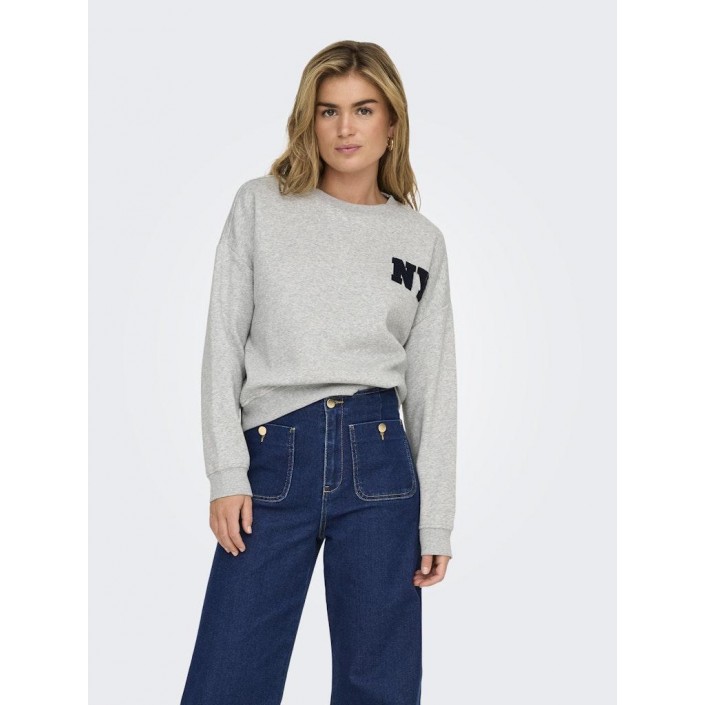 Only ONLSWEAT LIFE L/S CREW O.SIZE STATE: Light Grey Melange/NY TERRY | Freewear ONLSWEAT LIFE L/S CREW O.SIZE STATE: - www.freewear.nl - Freewear