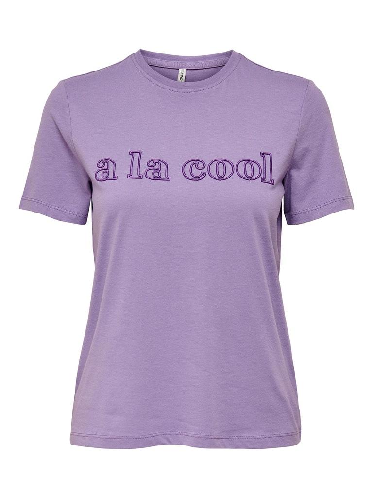 ONLY ONLROSA REG S/S TEXT TOP BOX JRS Dames Top - Maat L