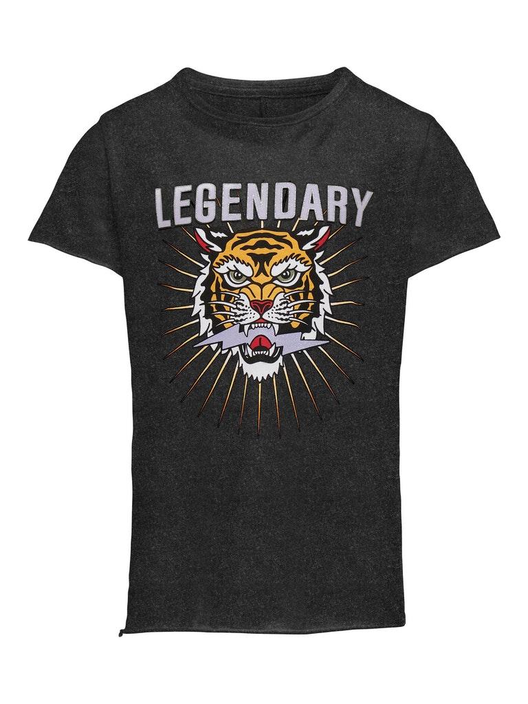 Kids ONLY KOMLUCY LIFE S/S FIT TIGER TOP BOX Meisjes T-shirt - Maat 110