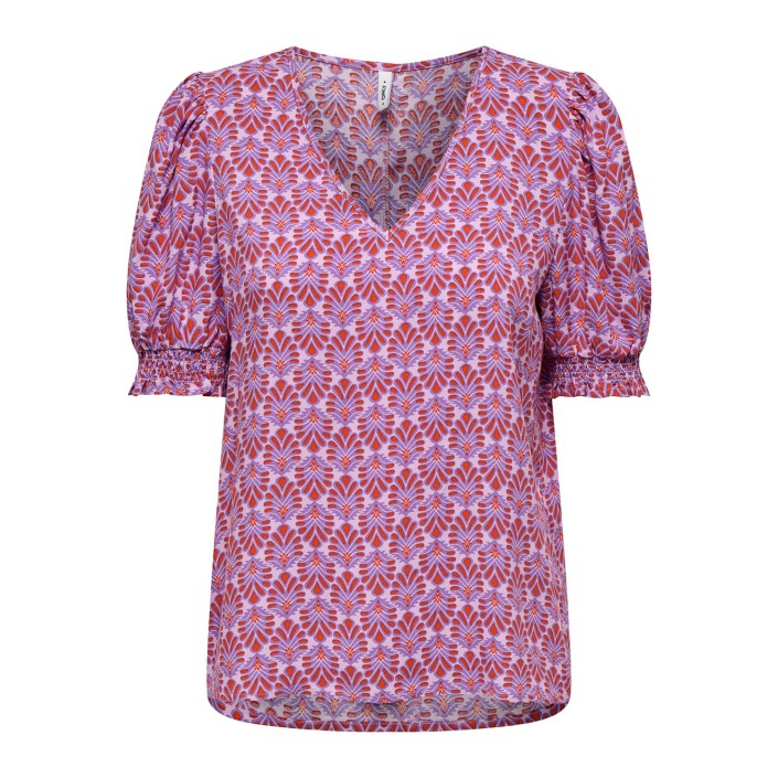 Only ONLNOVA LIFE VIS S/S BLAIR TOP AOP Dewberry/615 Cayo | Freewear ONLNOVA LIFE VIS S/S BLAIR TOP AOP - www.freewear.nl - Freewear