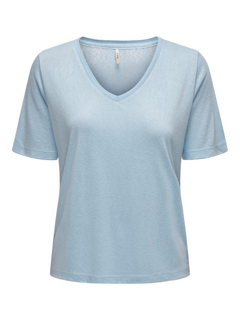 Only T-shirt Onlelise S/s V-neck Top Jrs 15257390 Cashmere Blue Dames Maat - M
