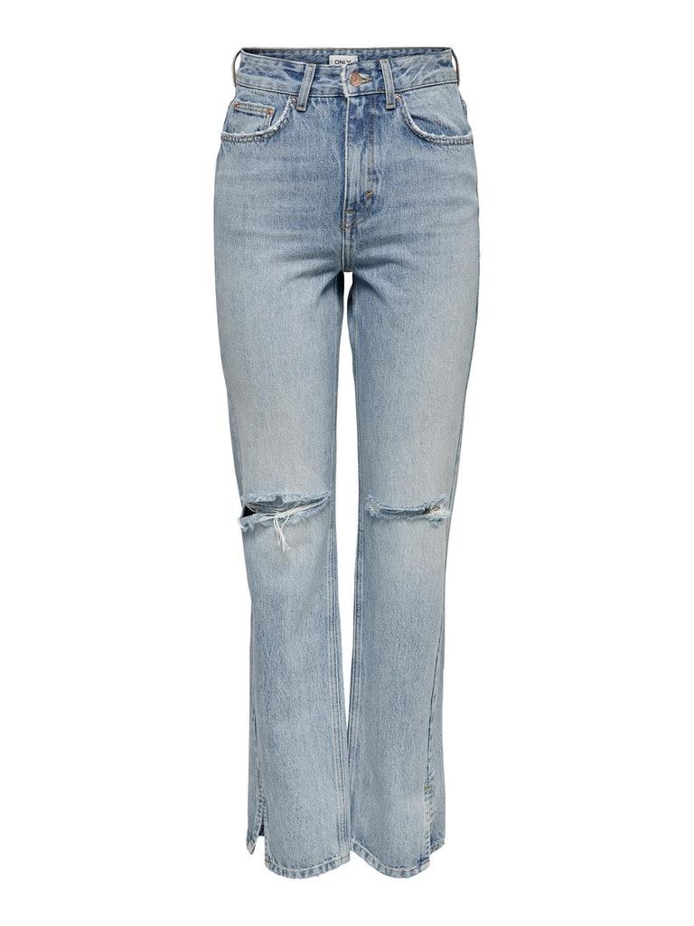 Only Jeans Onlbillie Ex Hw Straight Slit Jns D 15260602 Light Blue Denim Dames Maat - W31 X L32