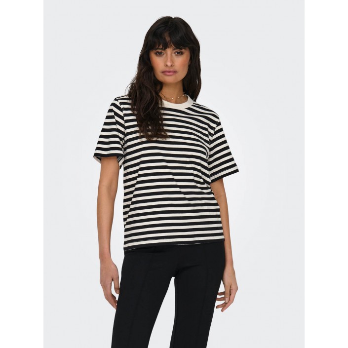 Only ONLLIVINA S/S STRIPE TEE JRS NOOS Cloud Dancer/BLACK STRIPES | Freewear ONLLIVINA S/S STRIPE TEE JRS NOOS - www.freewear.nl - Freewear