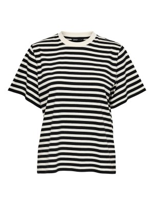 Only ONLLIVINA S/S STRIPE TEE JRS NOOS Cloud Dancer/BLACK STRIPES | Freewear ONLLIVINA S/S STRIPE TEE JRS NOOS - www.freewear.nl - Freewear