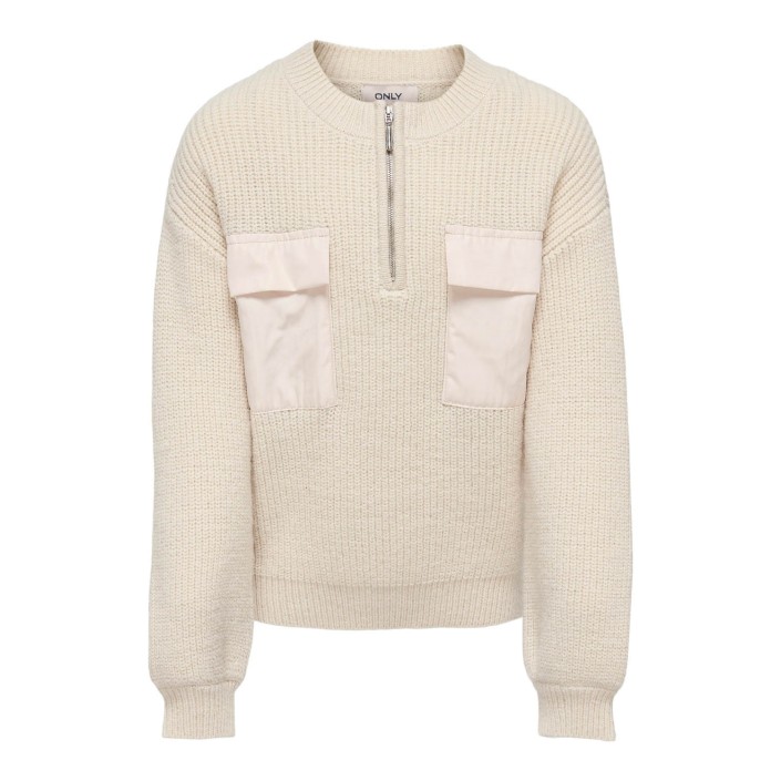Only KOGPETRA L/S ZIP HIGHNECK PULLOVER : Pumice Stone | Freewear KOGPETRA L/S ZIP HIGHNECK PULLOVER : - www.freewear.nl - Freewear