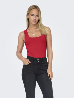 Only ONLEA S/L 2-WAYS FIT TOP JRS NOOS Racing Red | Freewear ONLEA S/L 2-WAYS FIT TOP JRS NOOS - www.freewear.nl - Freewear