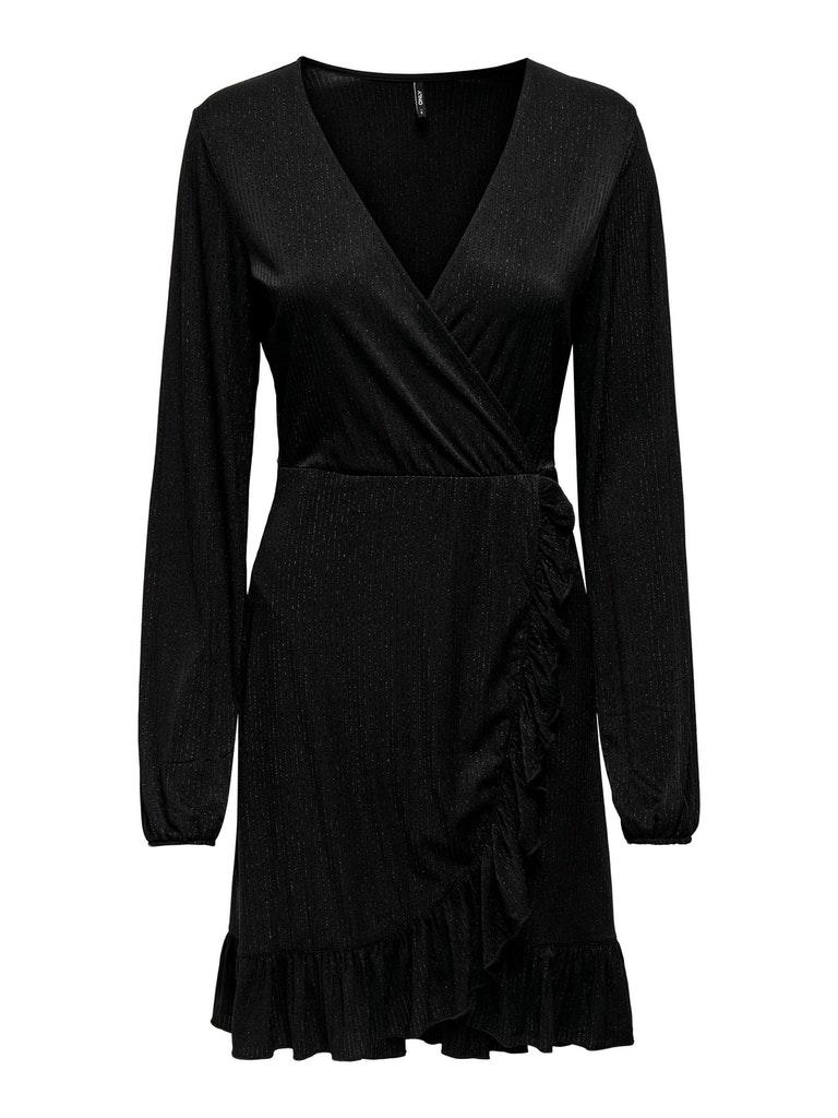 Only Onlcarol L s Glitter Wrap Dress Jrs