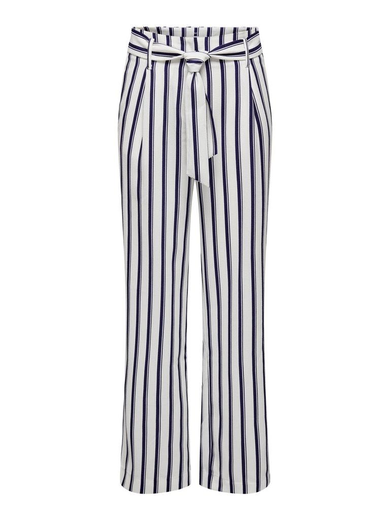 Only Broek Onllowa Hw Belt Stripe Pant Cc Tlr 15279663 Cloud Dancer/partiot Bi Dames Maat - W40 X L32