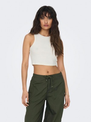 Only ONLVILMA S/L CROPPED TANK TOP JRS N: Cloud Dancer | Freewear ONLVILMA S/L CROPPED TANK TOP JRS N: - www.freewear.nl - Freewear
