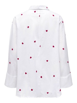 Only ONLNEW LINA GRACE LS EMB SHIRT NOOS: Bright White/HEART | Freewear ONLNEW LINA GRACE LS EMB SHIRT NOOS: - www.freewear.nl - Freewear