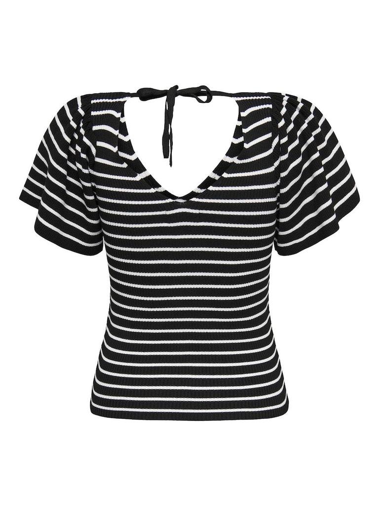Only T-shirt Onlleelo Stripe S/s Back Pullover E 15283760 Black/cloud Danc Dames Maat - XS