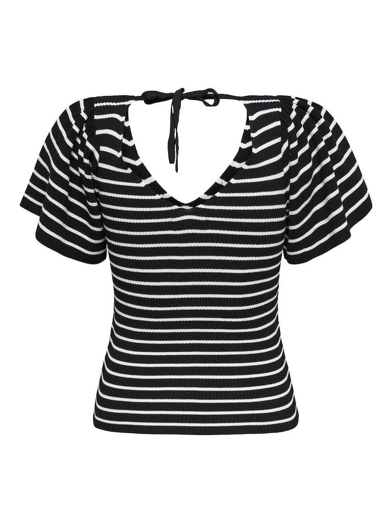 Only Onlleelo Stripe S s Back V neck Knt