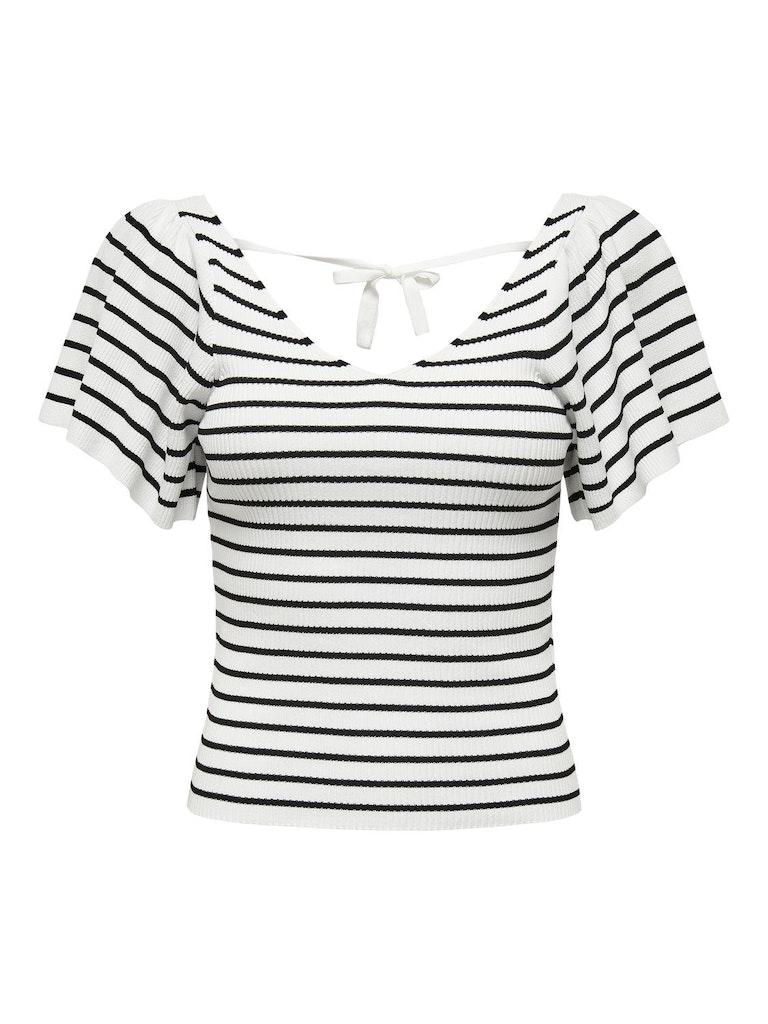 Only Onlleelo Stripe S s Back V neck Knt