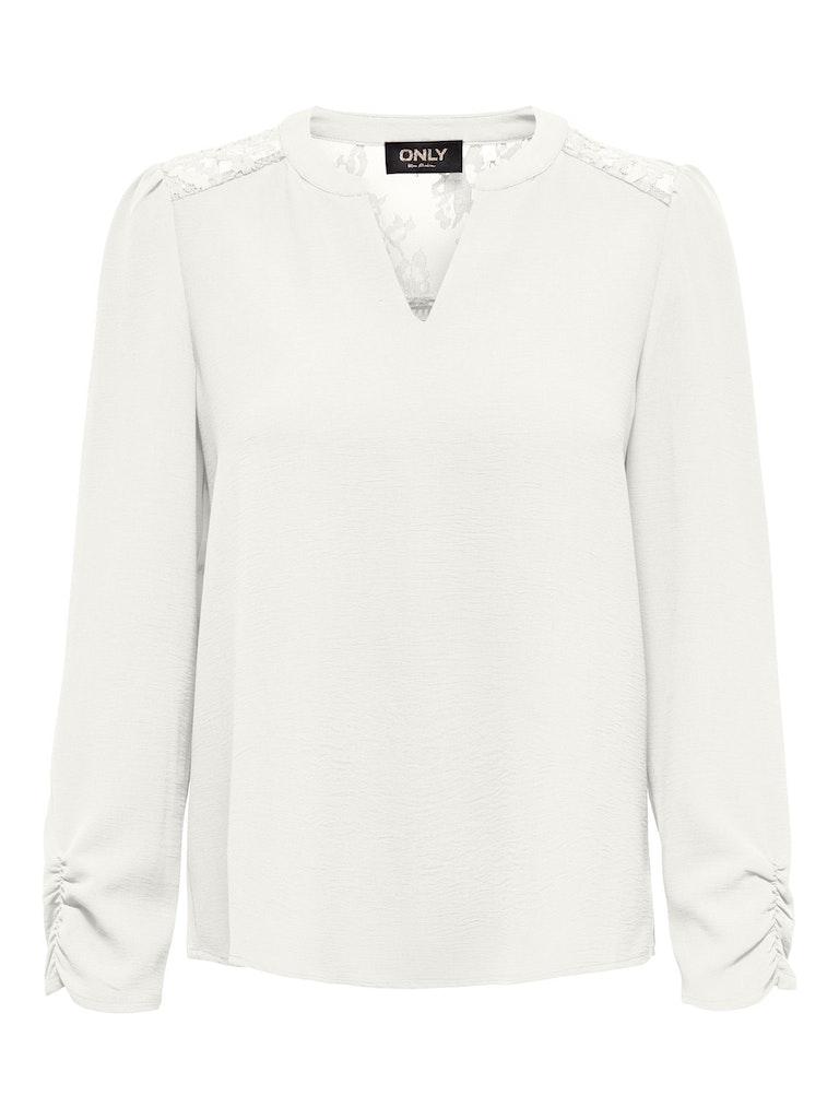 Only ONLMETTE LS V-CUT LACE MIX TOP - Cloud D White