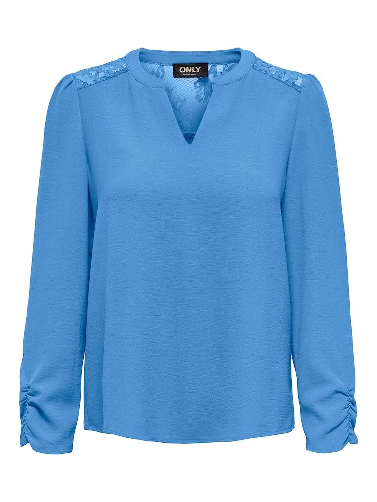 Only ONLMETTE LS V-CUT LACE MIX TOP - Provenc Blue