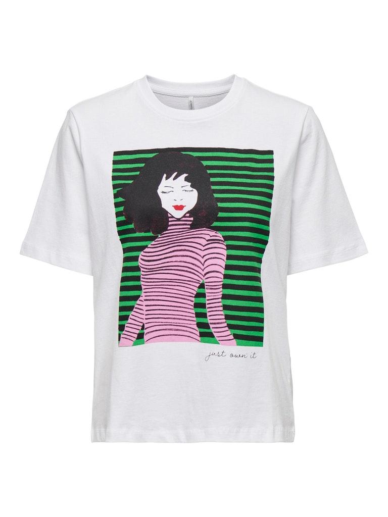 Only T-shirt Onlmauve Boxy S/s Woman Top Box Jr 15286644 Bright White/own Dames Maat - M
