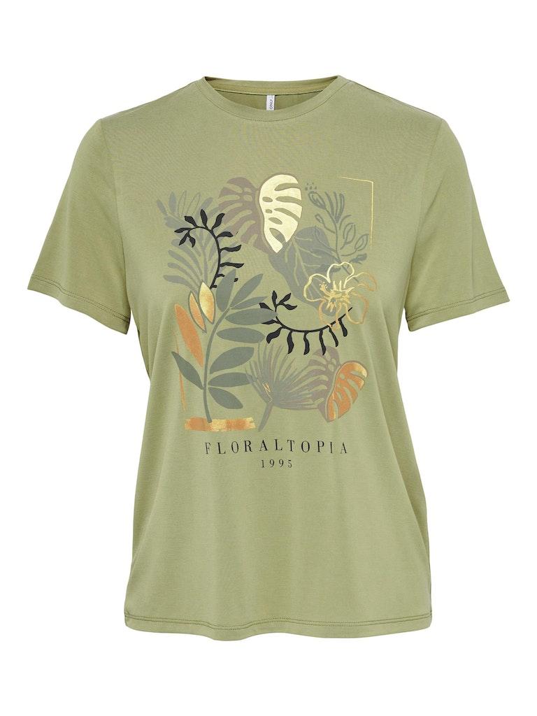 Only T-shirt Onlfree S/s Modal Print Top Box Jrs 15286665 Aloe/topia Dames Maat - L