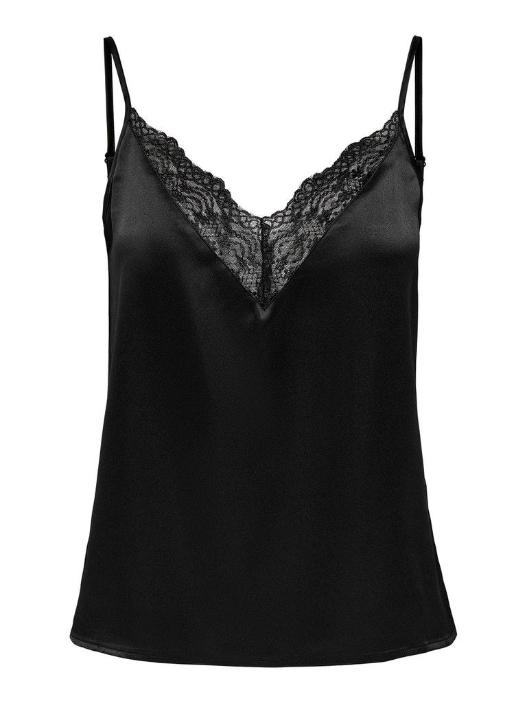 Only ONLVICTORIA SL LACE MIX SINGLET - Black Black