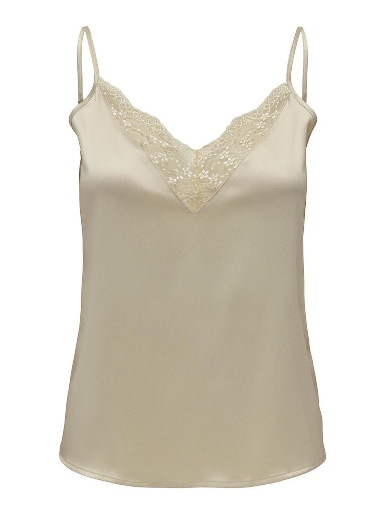 Only ONLVICTORIA SL LACE MIX SINGLET - Creme Beige