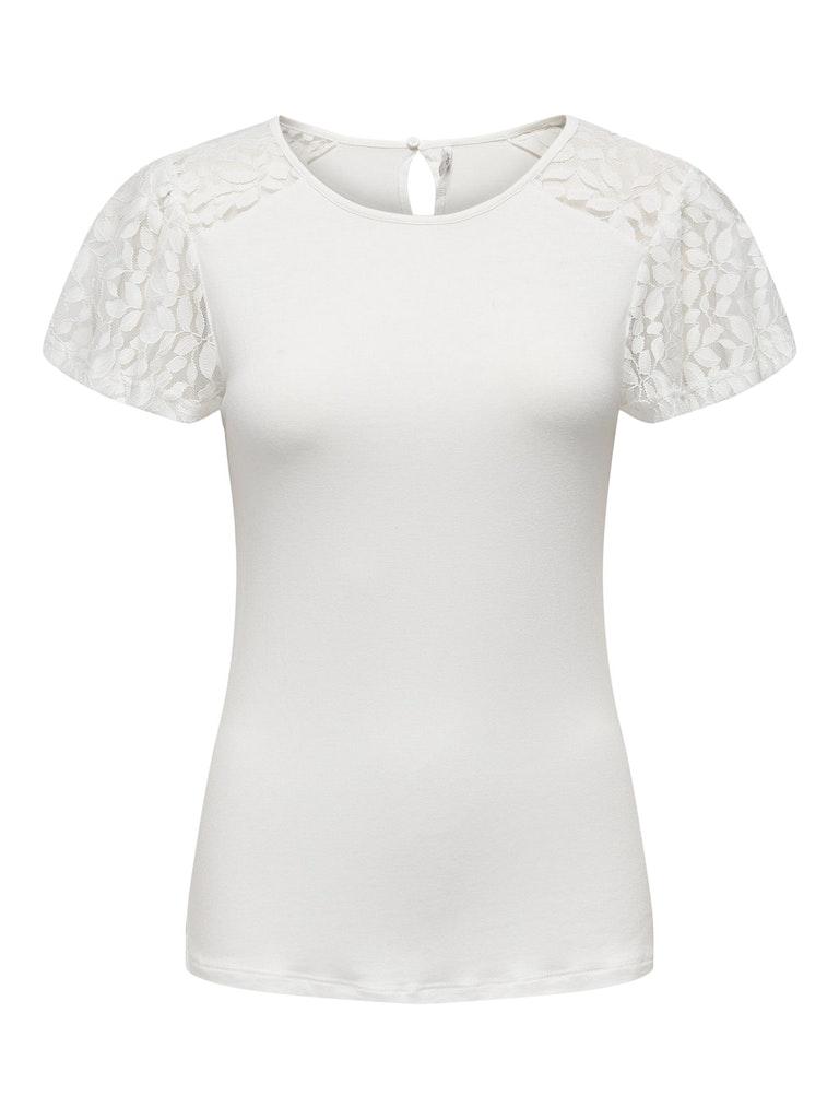 Only T-shirt Onlkanye S/s Lace Mix Top Jrs 15287119 Cloud Dancer Dames Maat - M