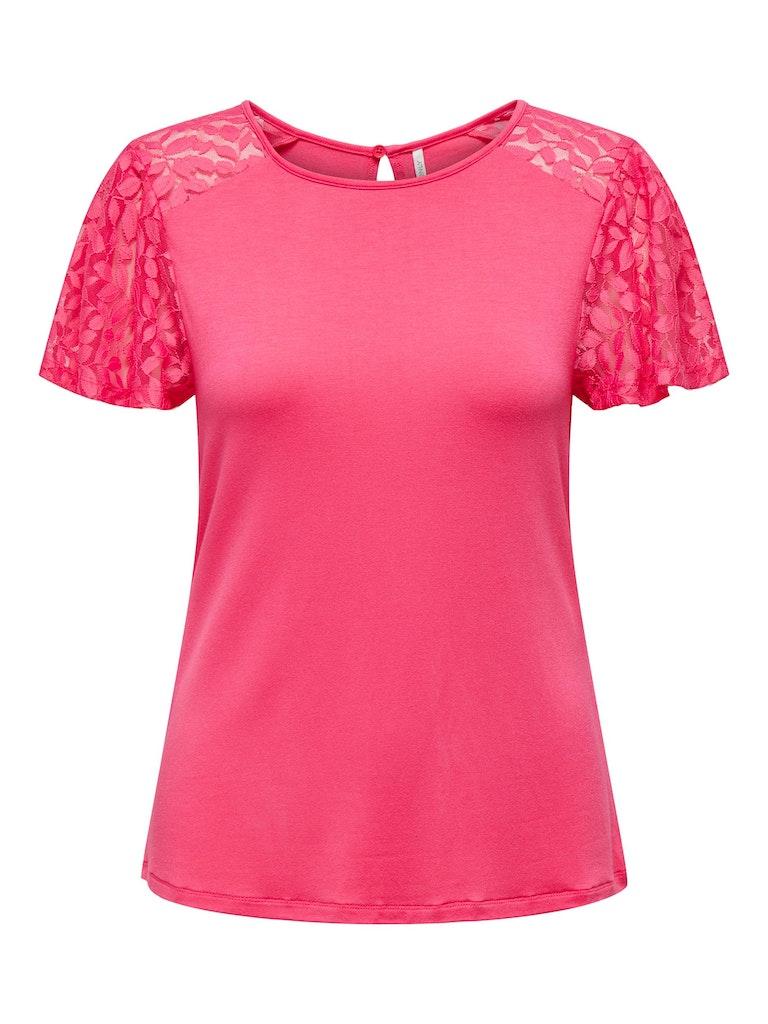 Only T-shirt Onlkanye S/s Lace Mix Top Jrs 15287119 Camellia Rose Dames Maat - S