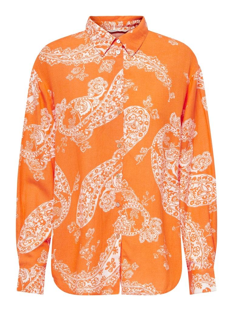 Only Blouse Onlbella Linen L/s Loose Shirt Ptm 15289378 Orange Peel/large Pais Dames Maat - M