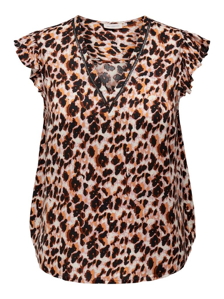 ONLY CARMAKOMA CARSUNVA LIFE SL V-NECK TOP AOP Dames - Maat 46