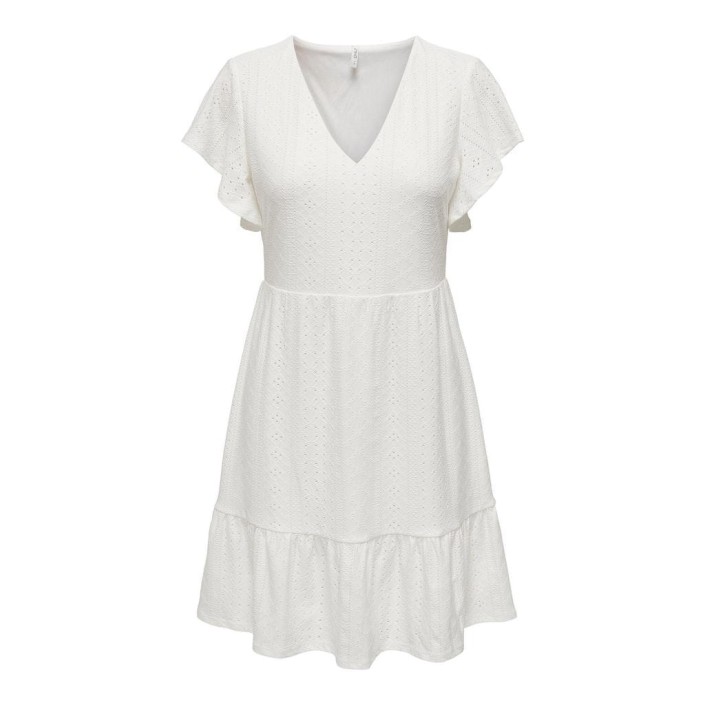 Only ONLSANDRA S/S V-NECK DRESS JRS Cloud Dancer | Freewear ONLSANDRA S/S V-NECK DRESS JRS - www.freewear.nl - Freewear