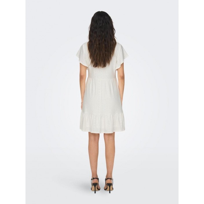 Only ONLSANDRA S/S V-NECK DRESS JRS Cloud Dancer | Freewear ONLSANDRA S/S V-NECK DRESS JRS - www.freewear.nl - Freewear