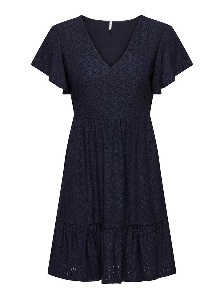 ONLY Sandra S/s V-neck Dress Night Sky BLAUW L