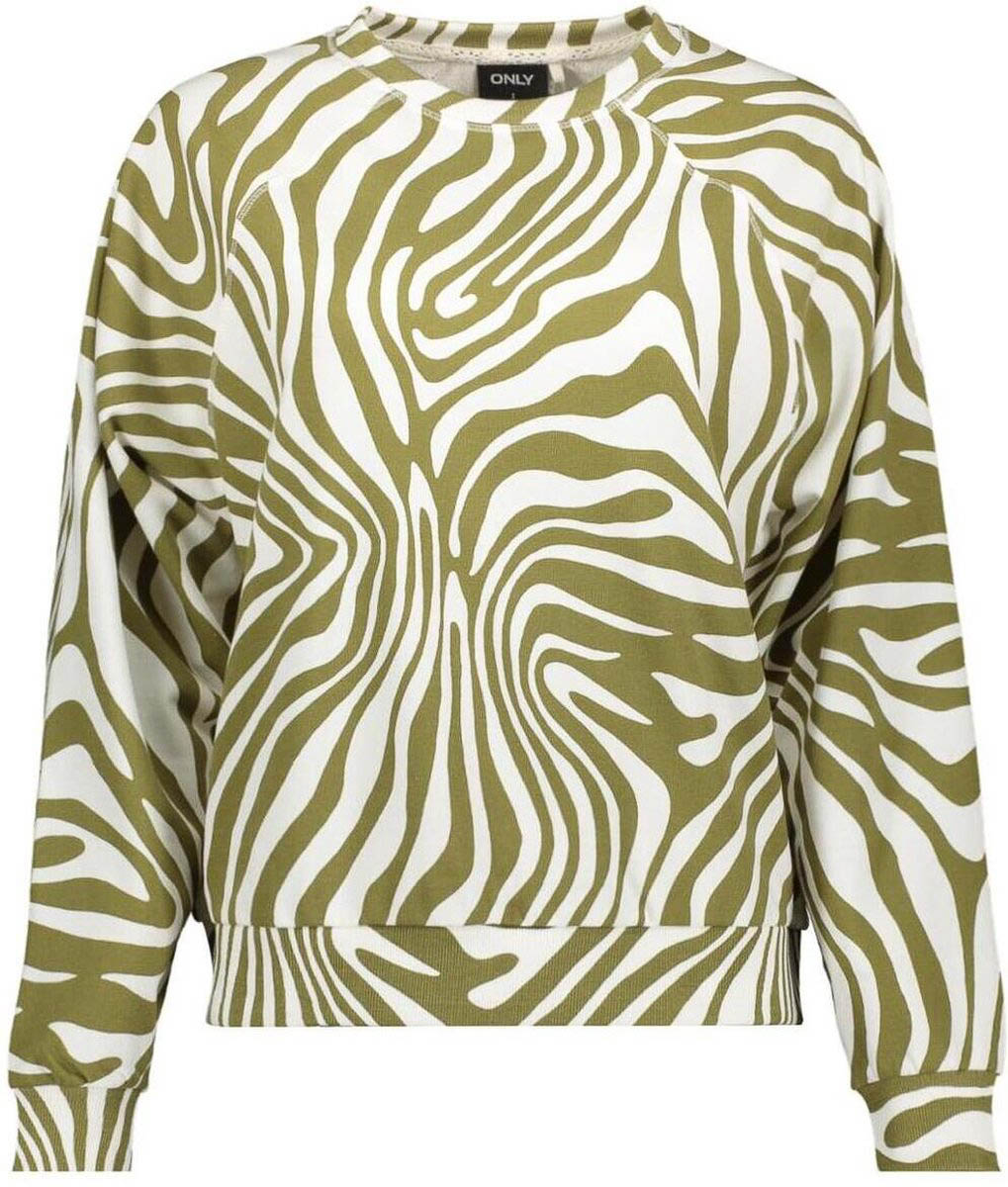 Only Trui Onltyra L/s Aop O-neck Ub Swt 15289716 Martini Olive/zebra Dames Maat - XL