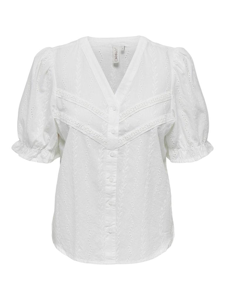 Only Blouse Onlfrida Ss V-neck Button Top Wvn 15289913 Cloud Dancer Dames Maat - L