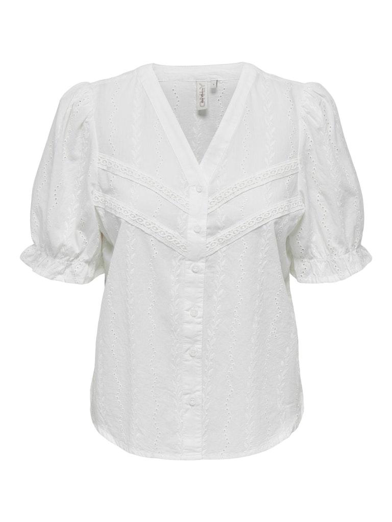 Only Blouse Onlfrida Ss V-neck Button Top Wvn 15289913 Cloud Dancer Dames Maat - S