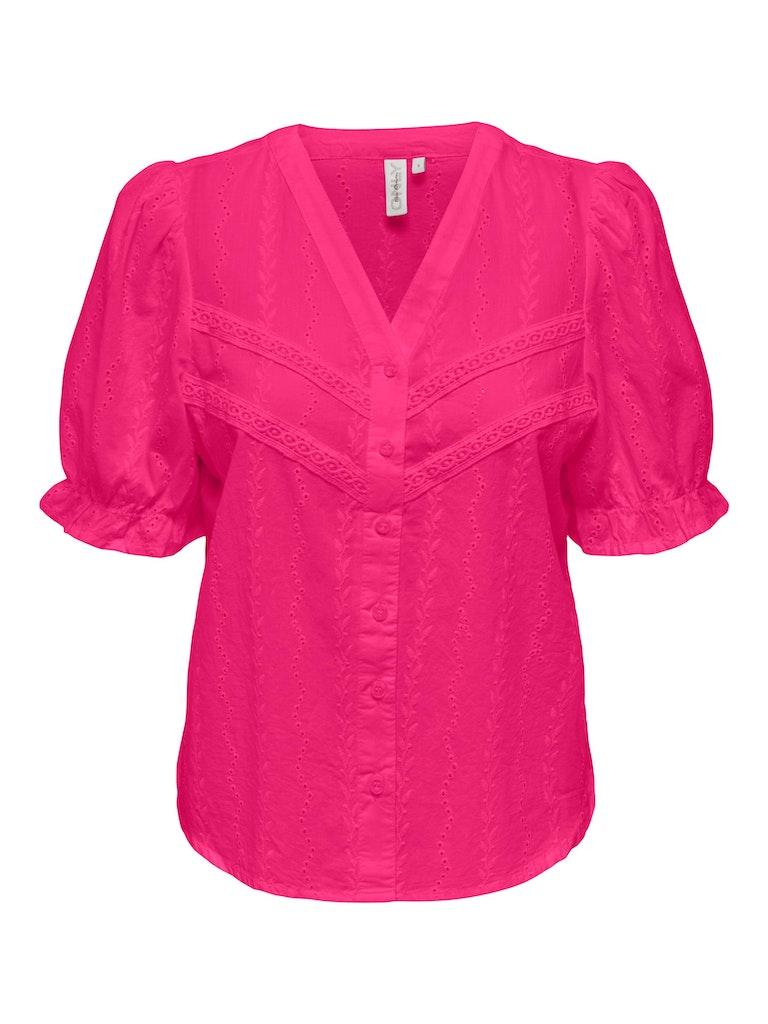 Only Blouse Onlfrida Ss V-neck Button Top Wvn 15289913 Fuchsia Purple Dames Maat - M