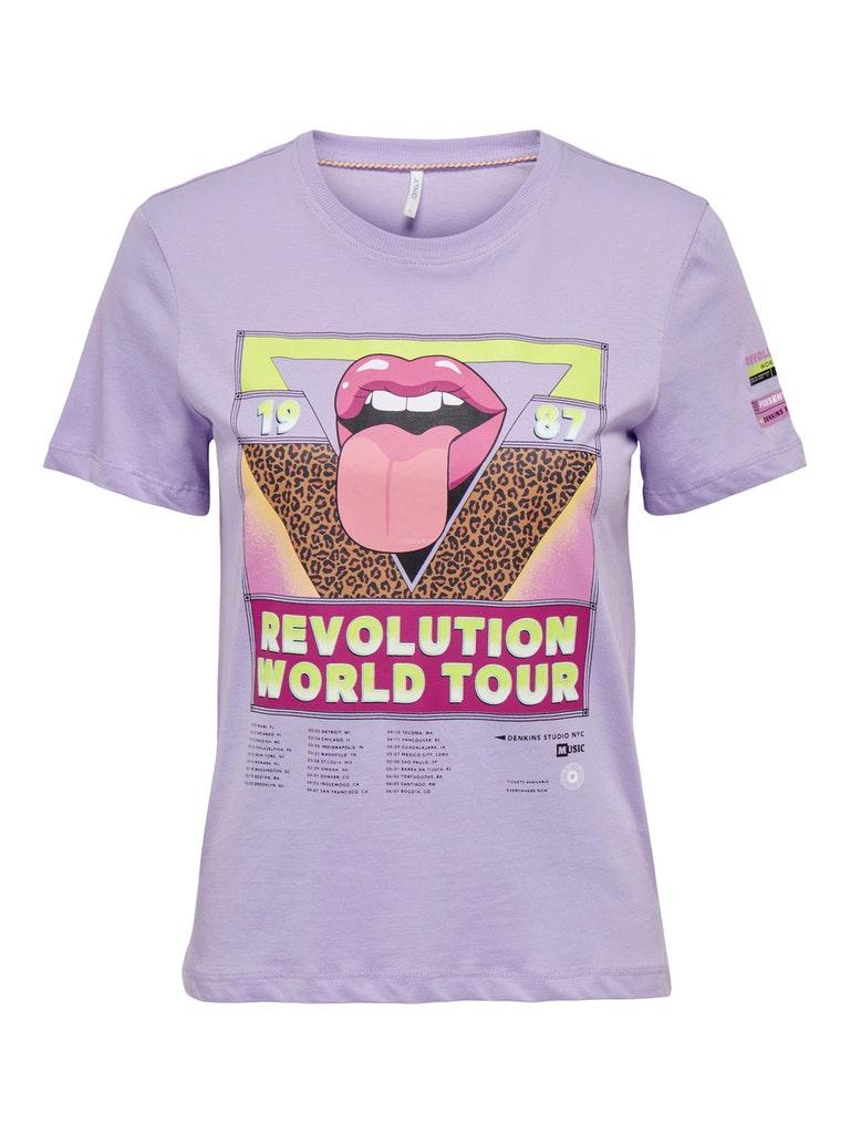 Only T-shirt Onljen Reg S/s Tour Top Box Jrs 15291461 Purple Rose/revolution Dames Maat - M