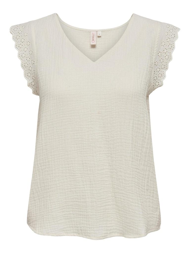 Only T-shirt Onlthyra Sl Mix Top Wvn 15292918 Cloud Dancer Dames Maat - S