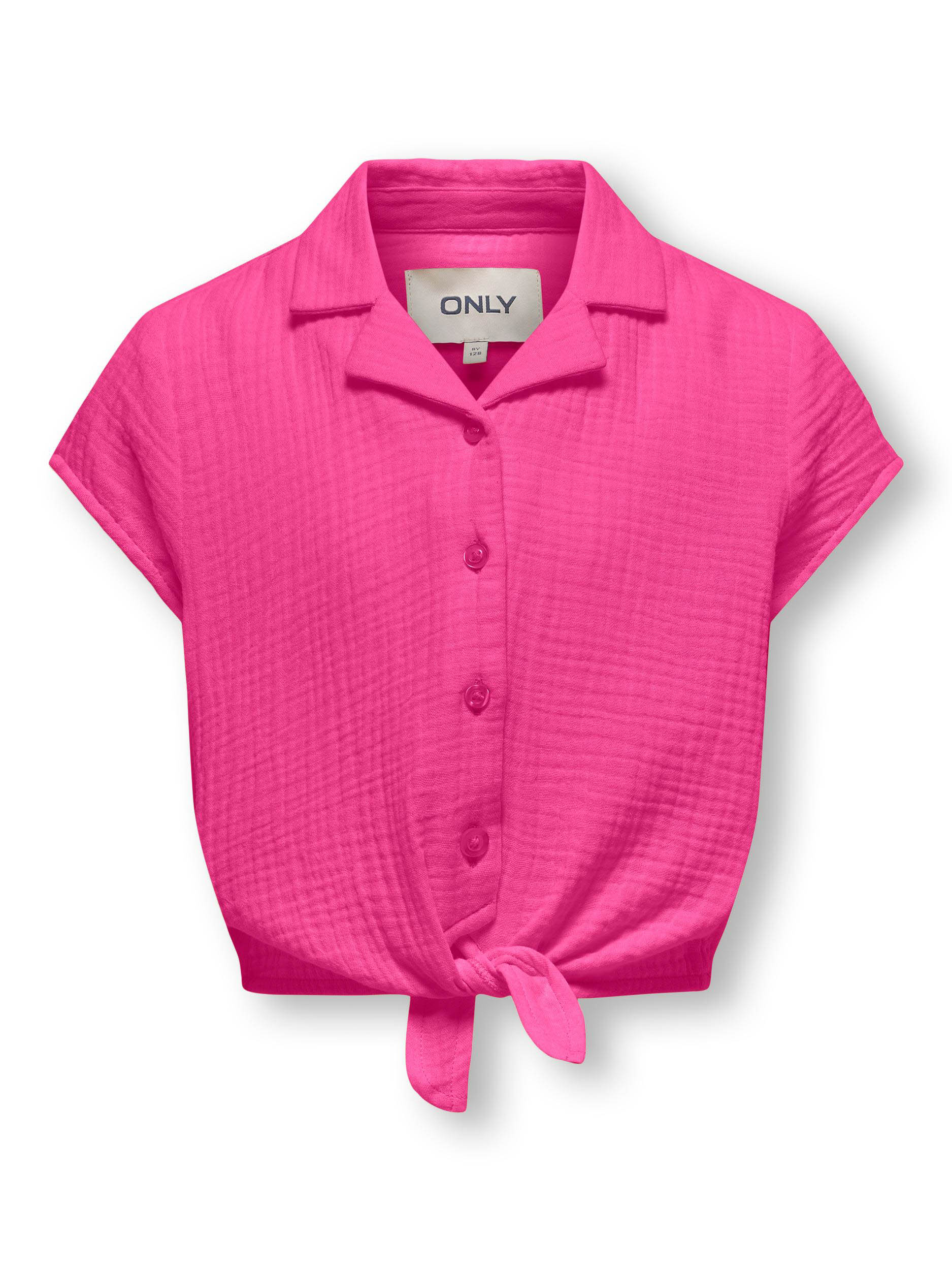 ONLY KOGTHYRA CAPSLEEVE KNOT SHIRT WVN Meisjes Blouse - Raspberry Rose - Maat 122