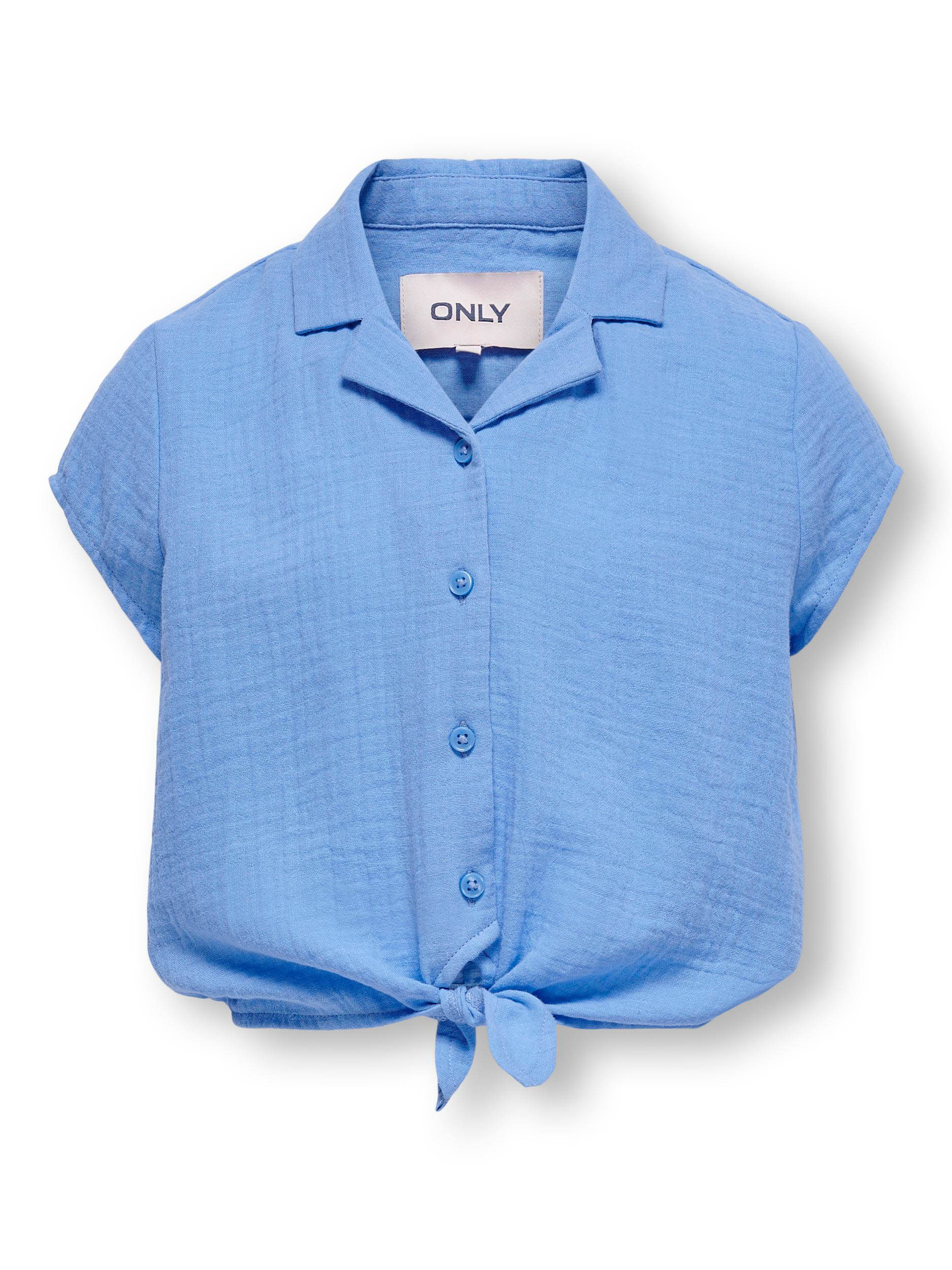 ONLY KOGTHYRA CAPSLEEVE KNOT SHIRT WVN Meisjes Blouse - Blissful Blue - Maat 158