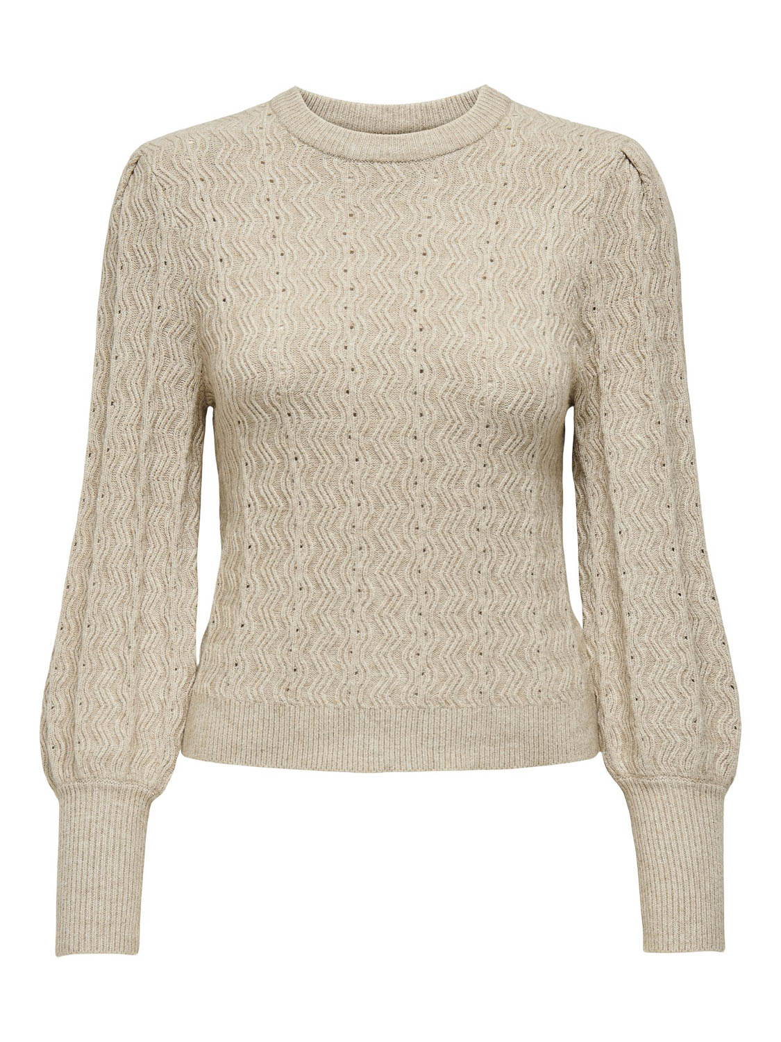 Only Trui Onlkatia Ls Struct Puff O-neck Nca 15294087 Mocha Meringue/melange Dames Maat - S