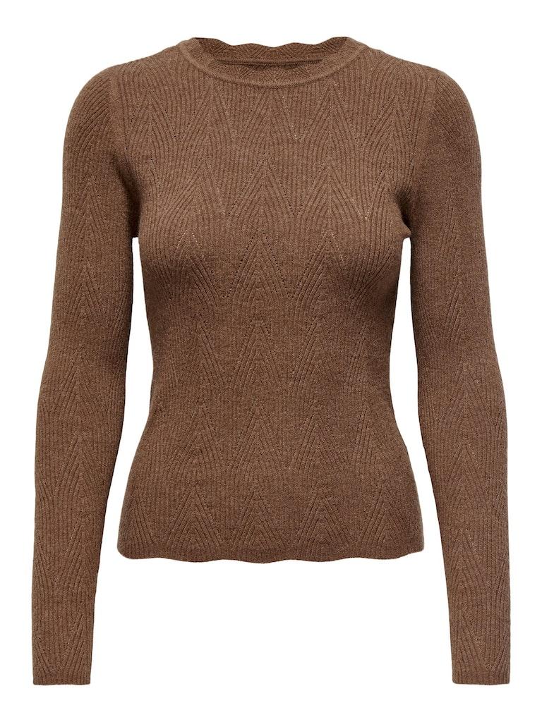 Only Trui Onlmai Ls Struct O-neck Cc Knt 15294463 Friar Brown/melange Dames Maat - M