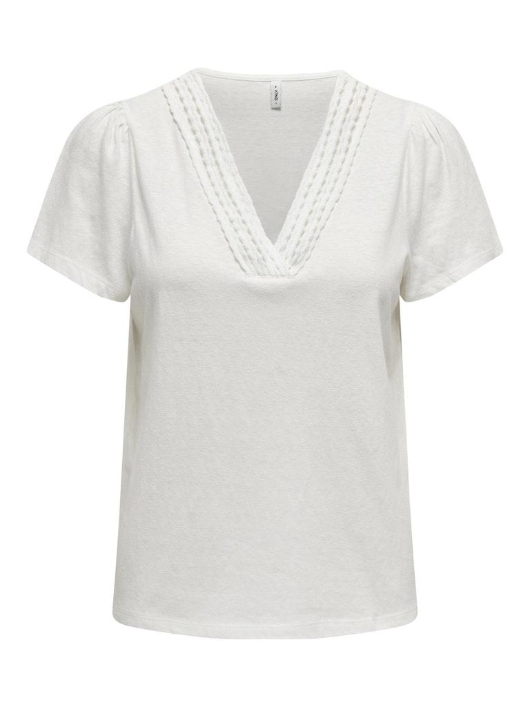 Only T-shirt Onlbenita S/s V-neck Top Jrs 15294612 Cloud Dancer Dames Maat - XL