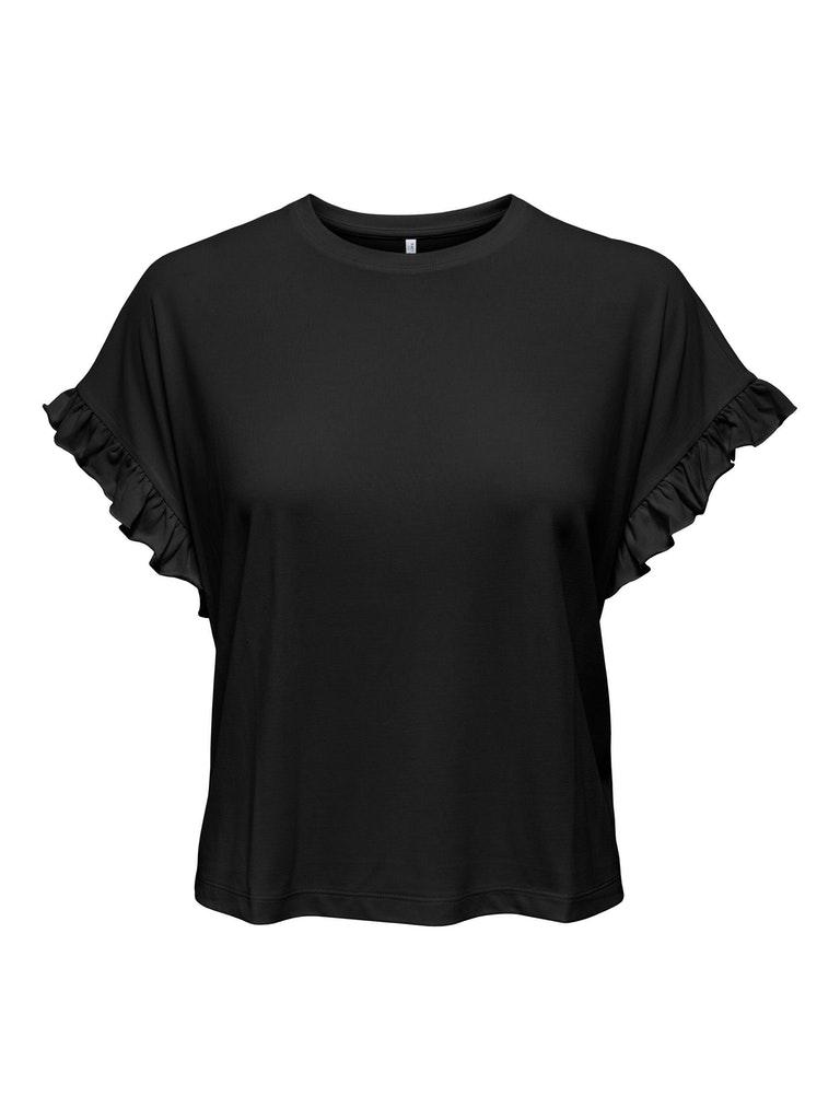 Only T-shirt Onlfree Life S/s Frill Long Top Cs 15295909 Black Dames Maat - L